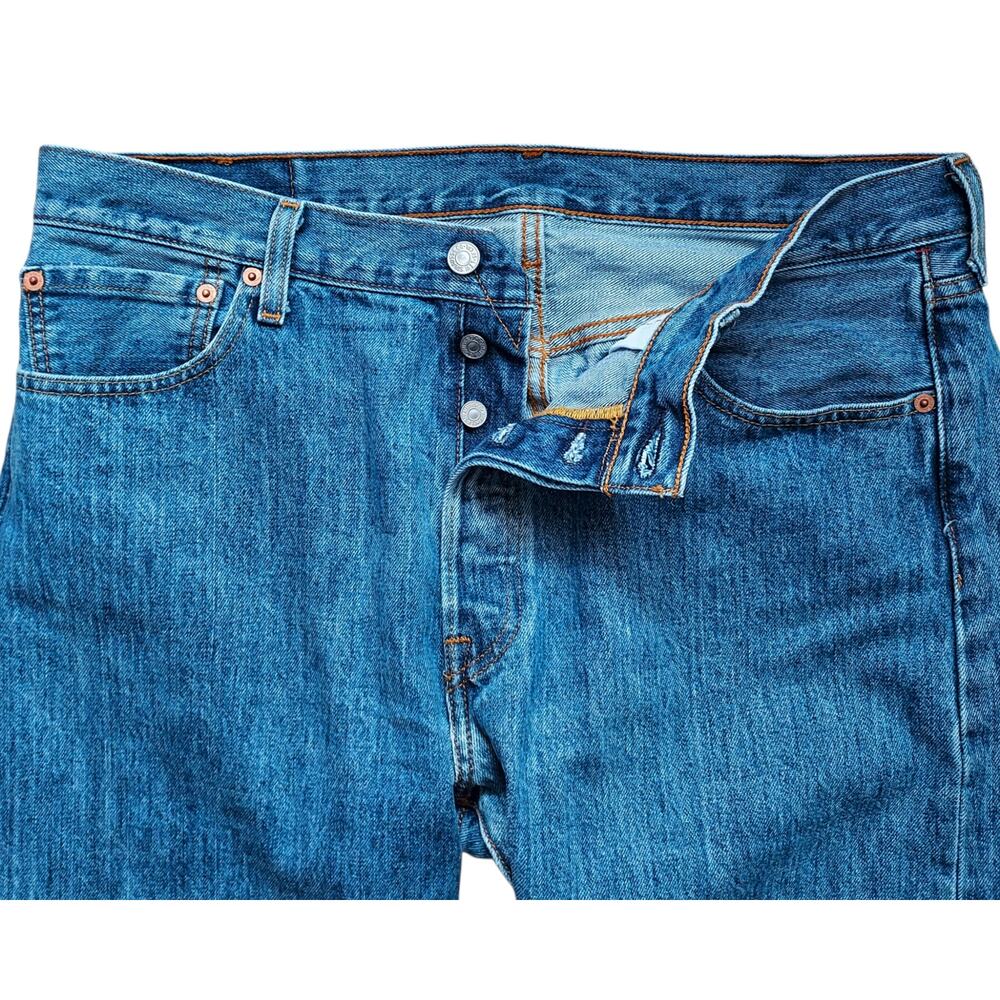 Levi's 501 Original Fit Button Fly Men's Denim Jeans Straight Leg Blue Sz 35X34 - Picture 5 of 9